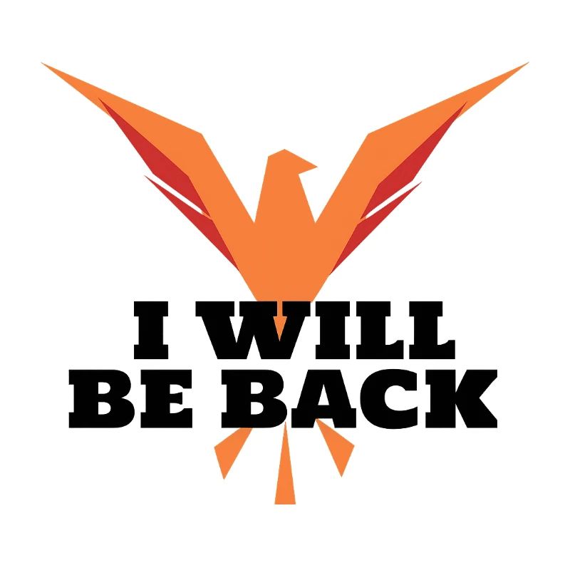 Geometric orange phoenix in flight
