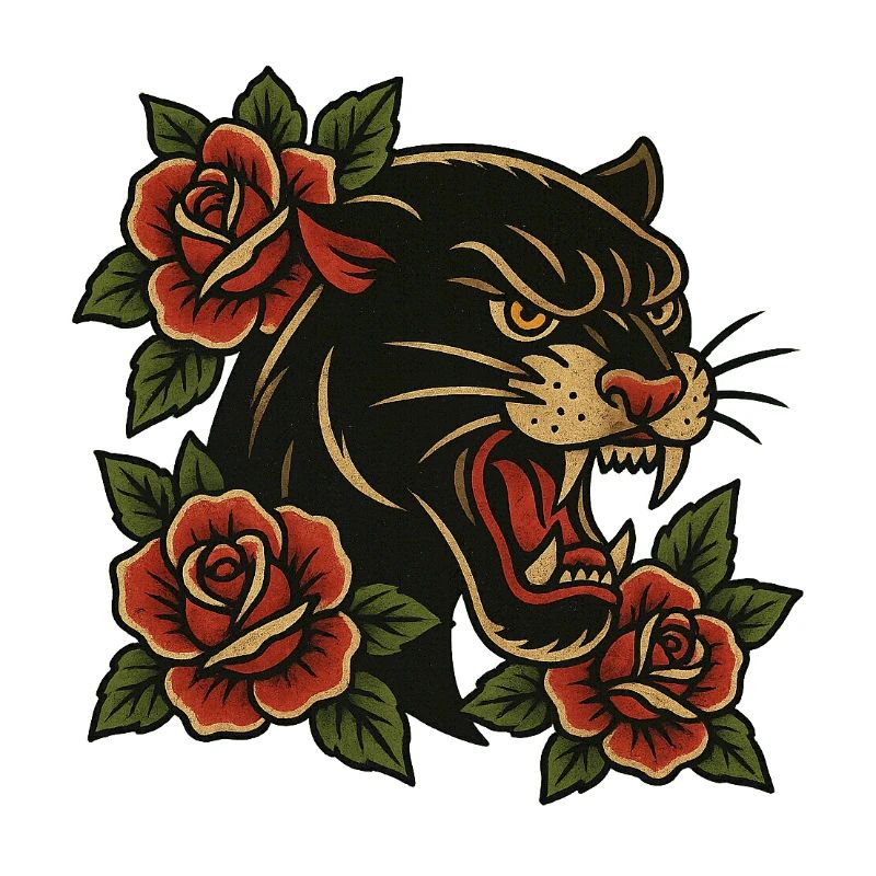 Tiger mit Rosen