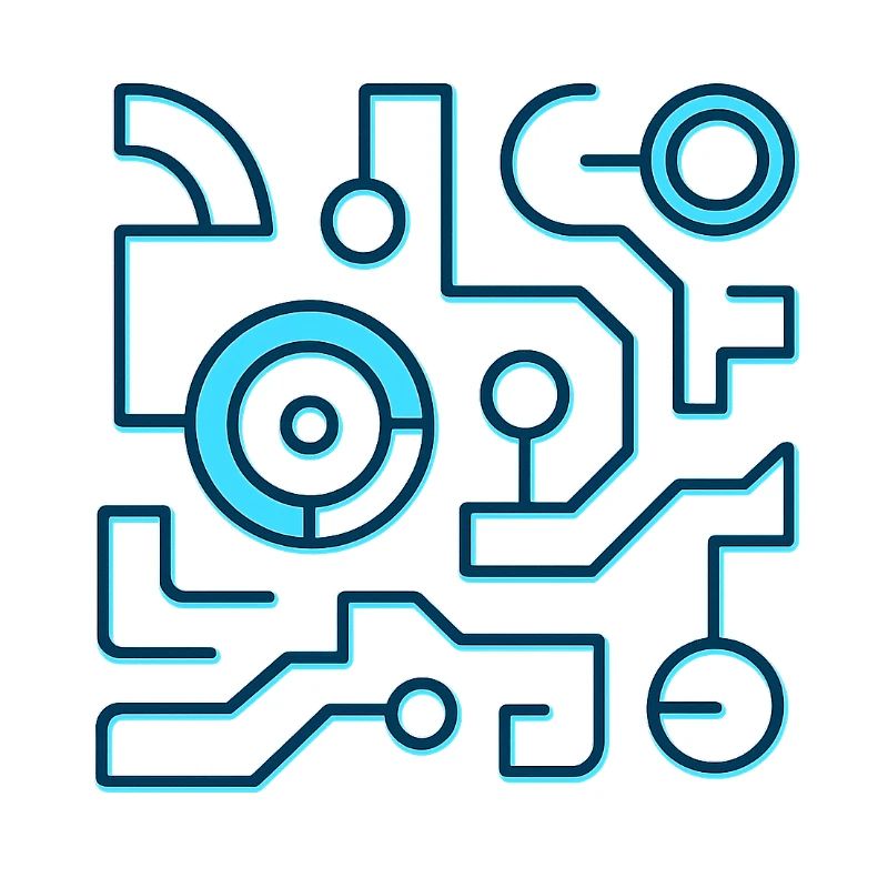 Neon Circuit Blau Linien