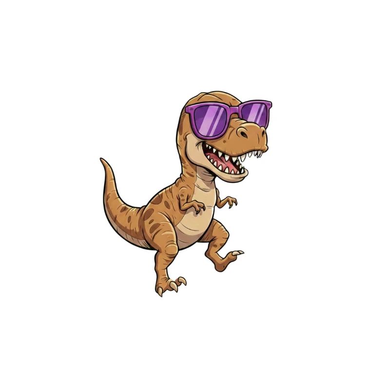 Dino mit lila Sonnenbrille