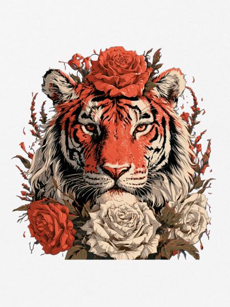 Tiger mit Blumenkrone
