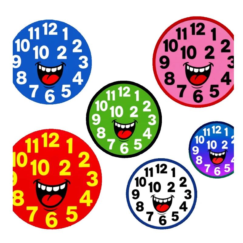 Bunte Lächelnde Uhren