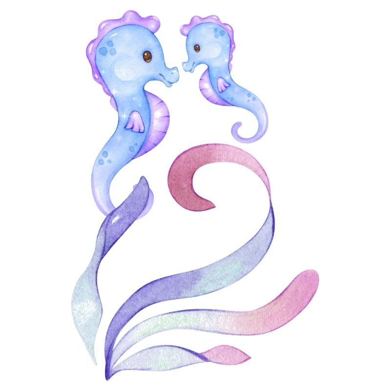 blaue Seepferdchen - Mutter + Kind