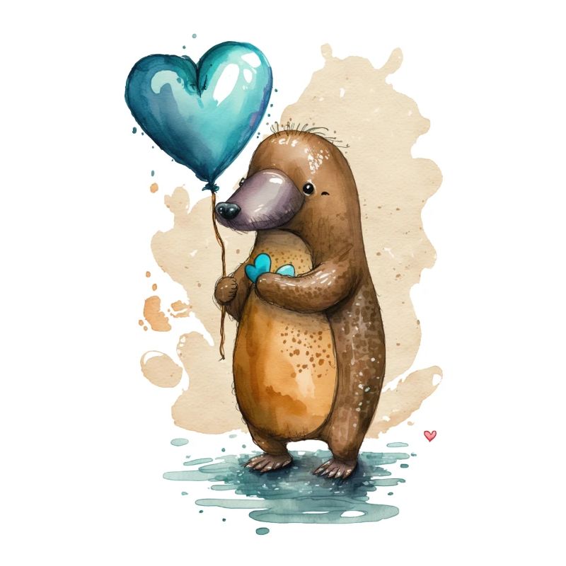 Schnabeltier Herz Aquarell