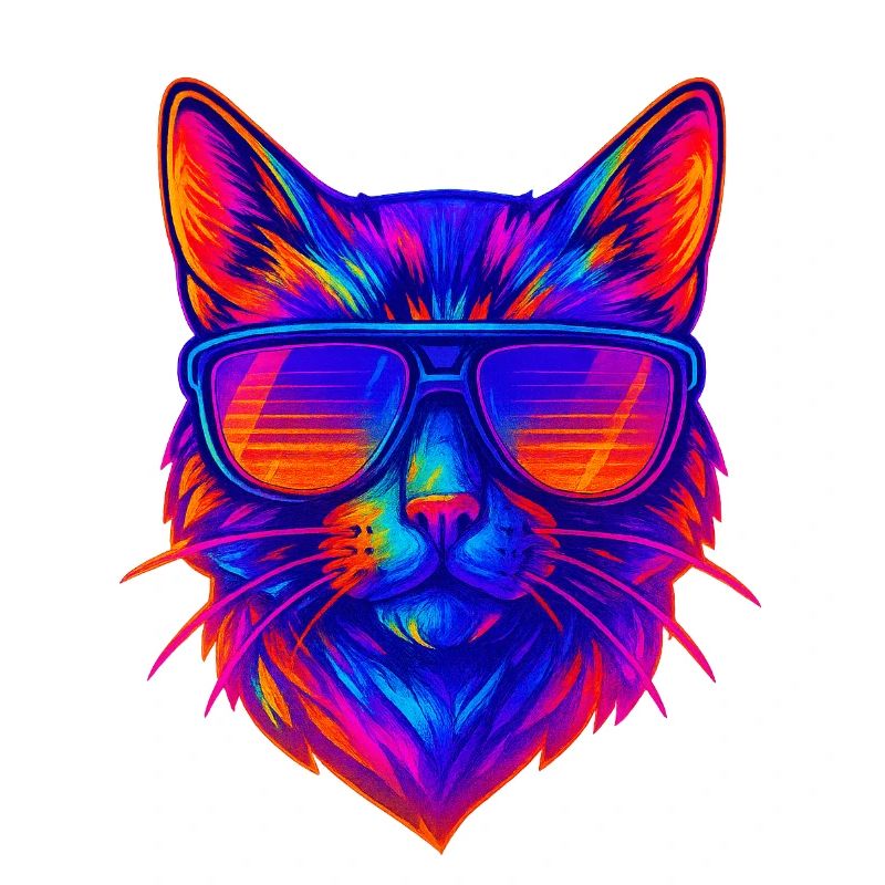 Lebendige Neonkatze mit Sonnenbrille