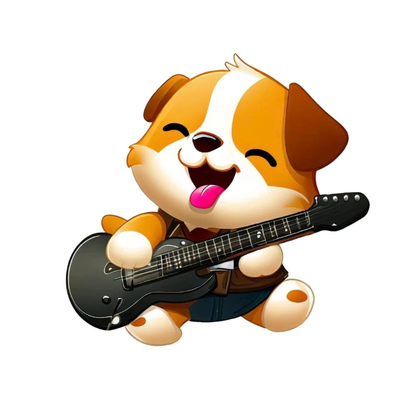 Hund mit Gitarre