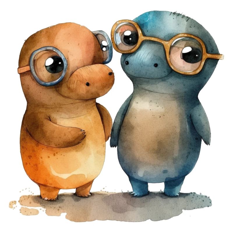 Schnabeltier Paar Aquarell