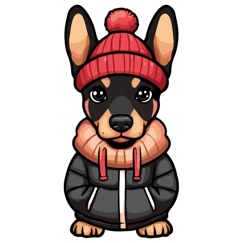 Doberman Hund Winter