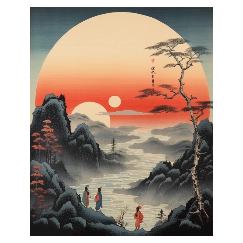 Ukiyo-e Sonnenuntergang