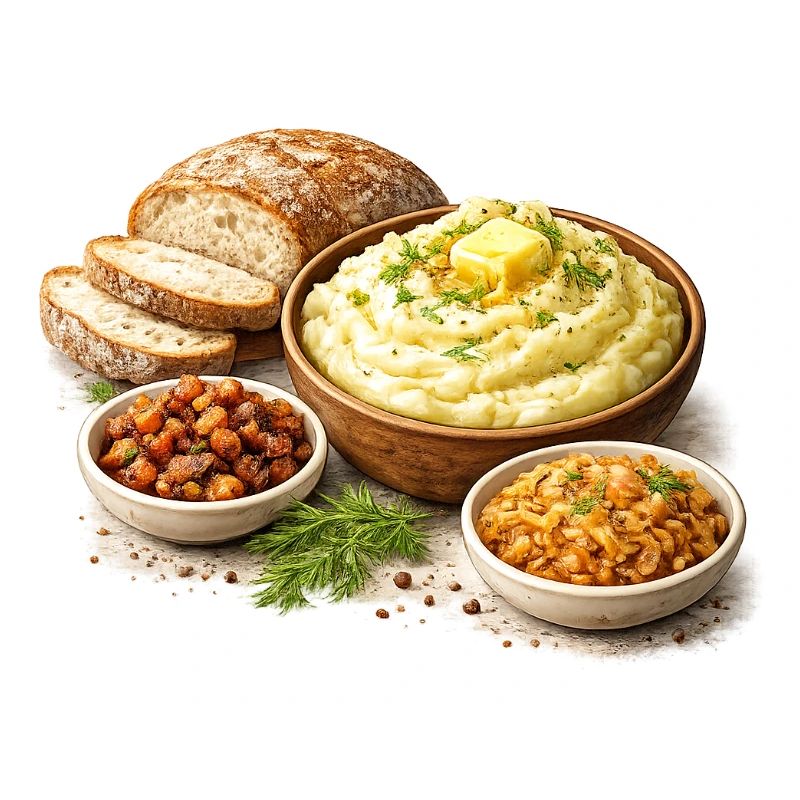 Kartoffelpüree mit Schkwarki