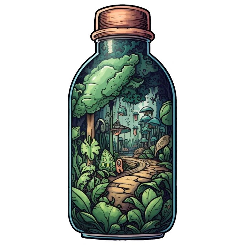 Dschungel Flasche Zeichnung