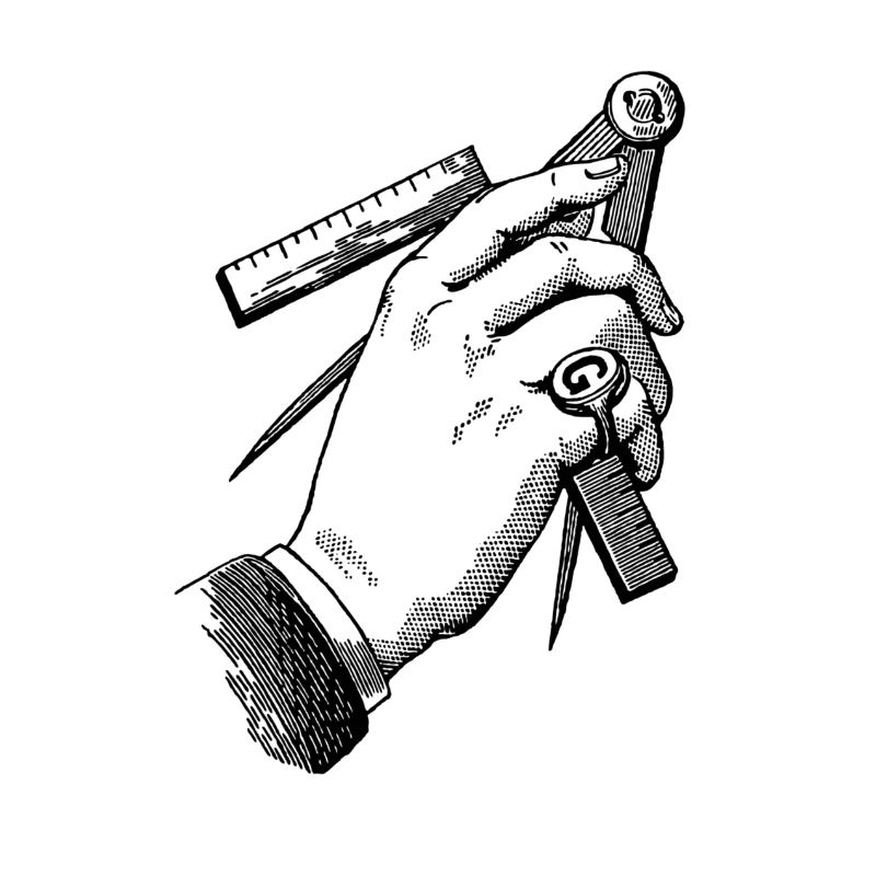 Hand mit Zirkel