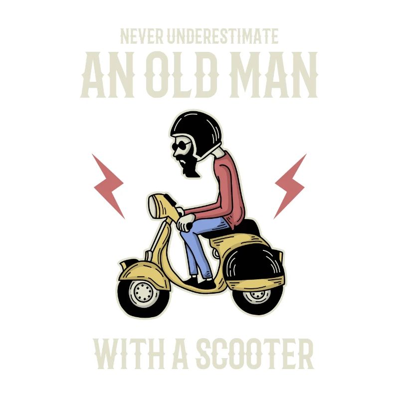 Alter Mann reitet einen Motorroller