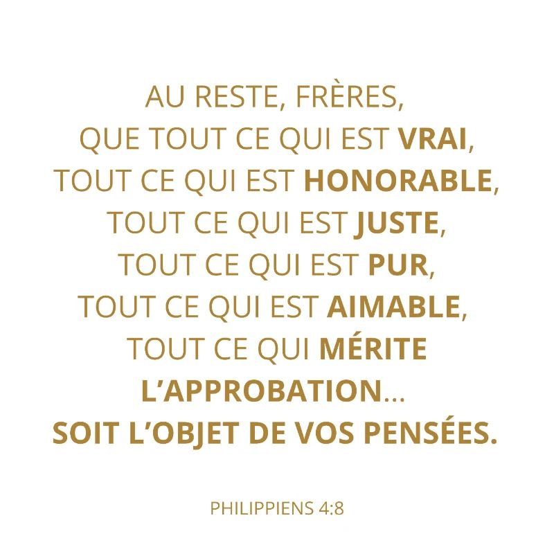 PHILIPPIENS 4:8 - VERSET DE LA BIBLE - Couleur or