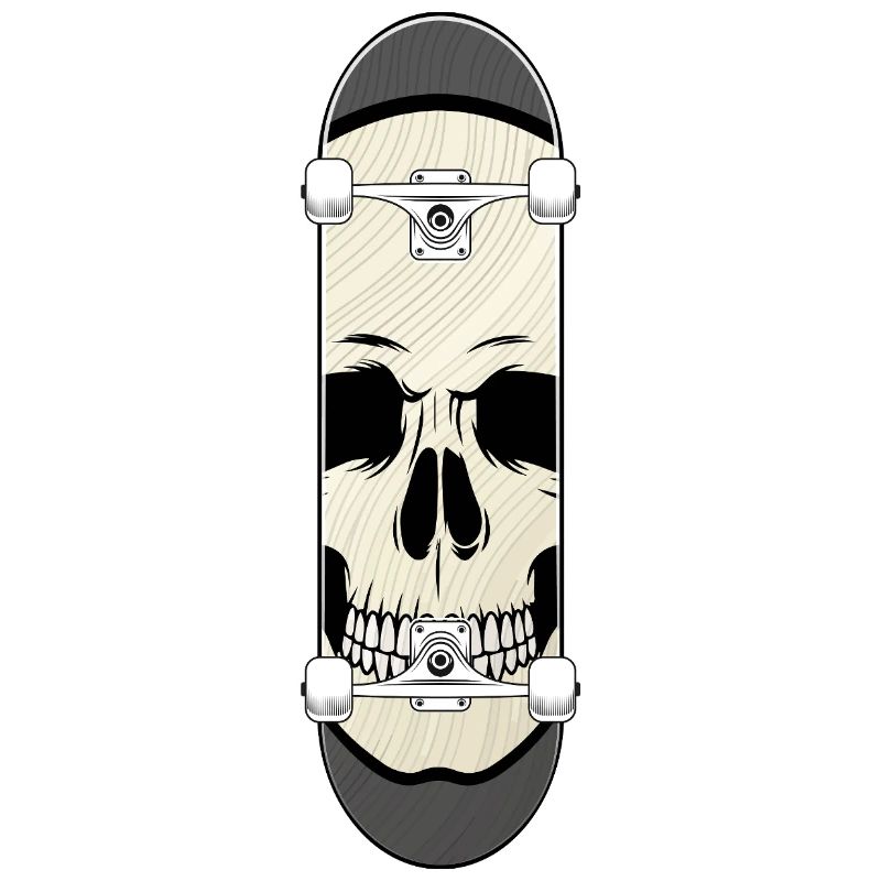Totenkopf auf Skateboard – Monochrom