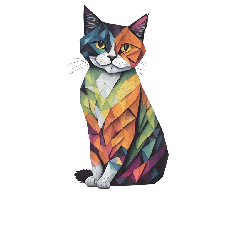 Aquarellierte geometrische Katze