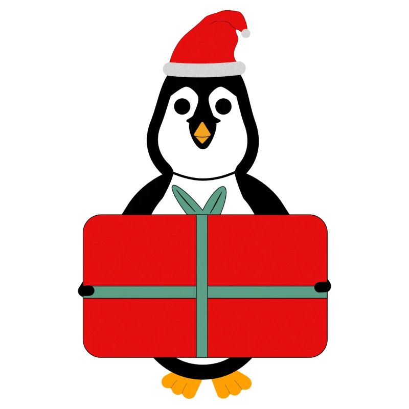 Pinguin mit Geschenk - Weihnachten