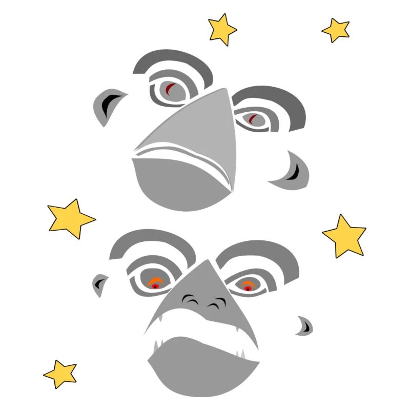 Two monkey faces screaming