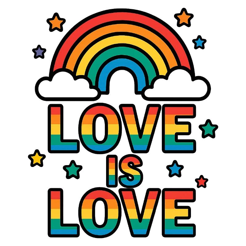 Bunter Regenbogen mit Liebesbotschaft