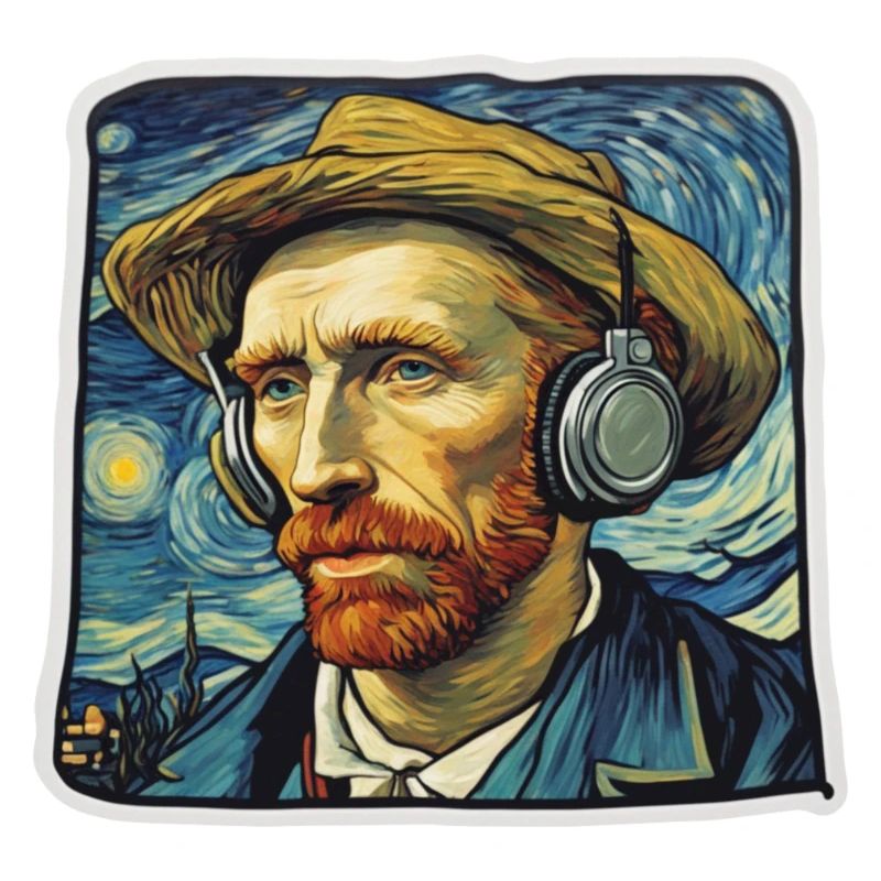 Ironischer Vincent Van Gogh mit Kopfhörern