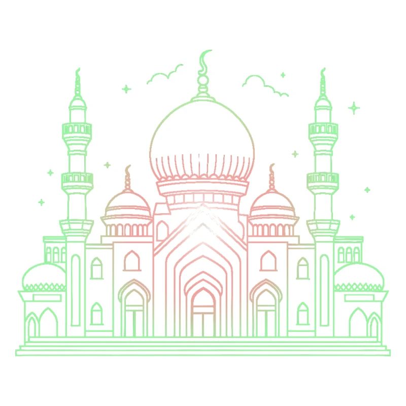 Moschee Stern Halbmond stilisiert grün oder schwarz