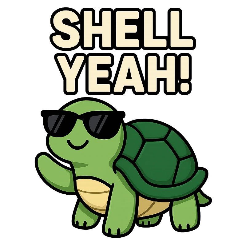 Cool Turtle with Sunglasses and Bold Text