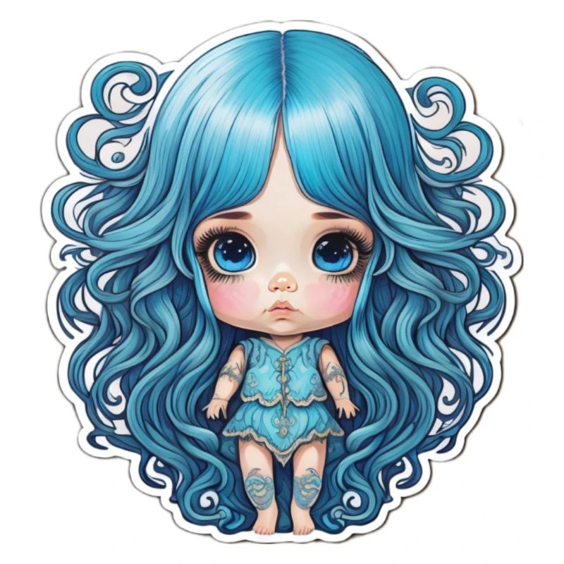 Puppe blaue Haare