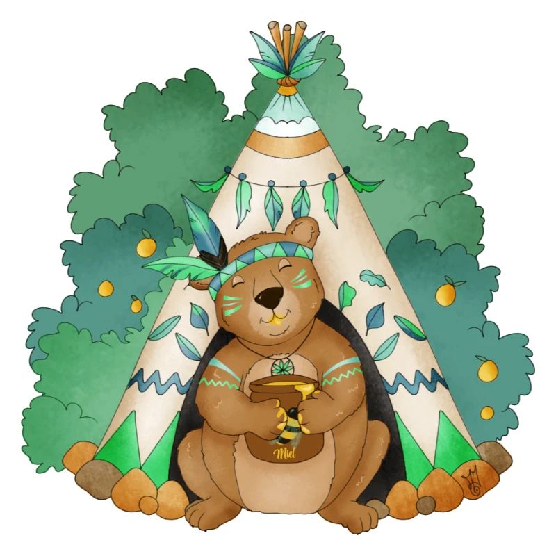 bear in front of his teepee