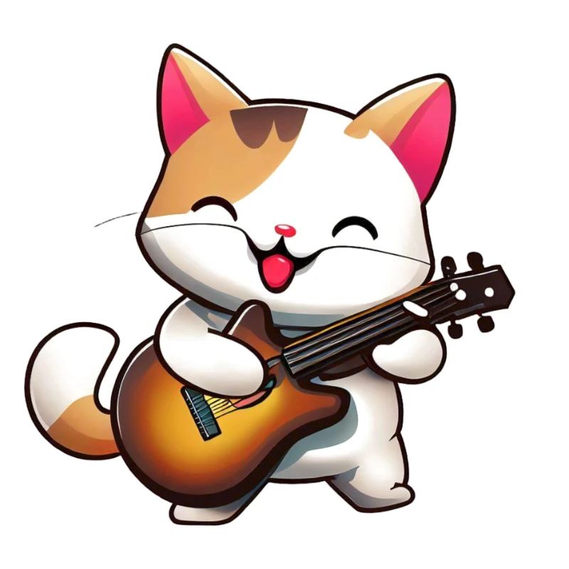 Katze mit Gitarre