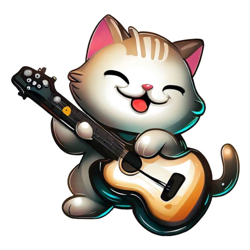 Katze mit Gitarre