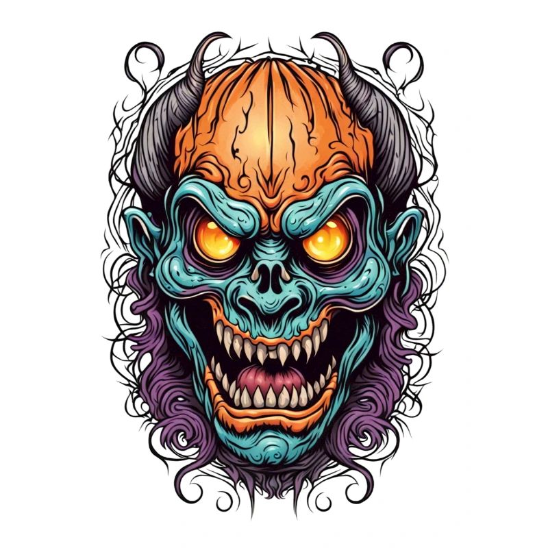 Dämonische Neonmaske