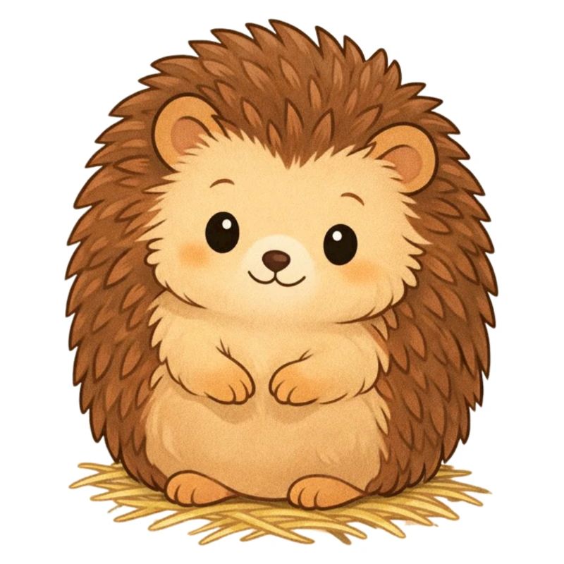 Kuscheliger Igel auf Heu