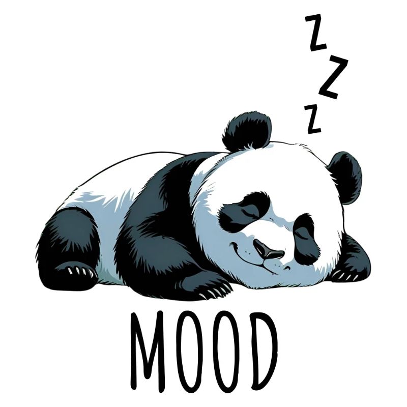 Schlafender Panda mit „Mood“-Schriftzug