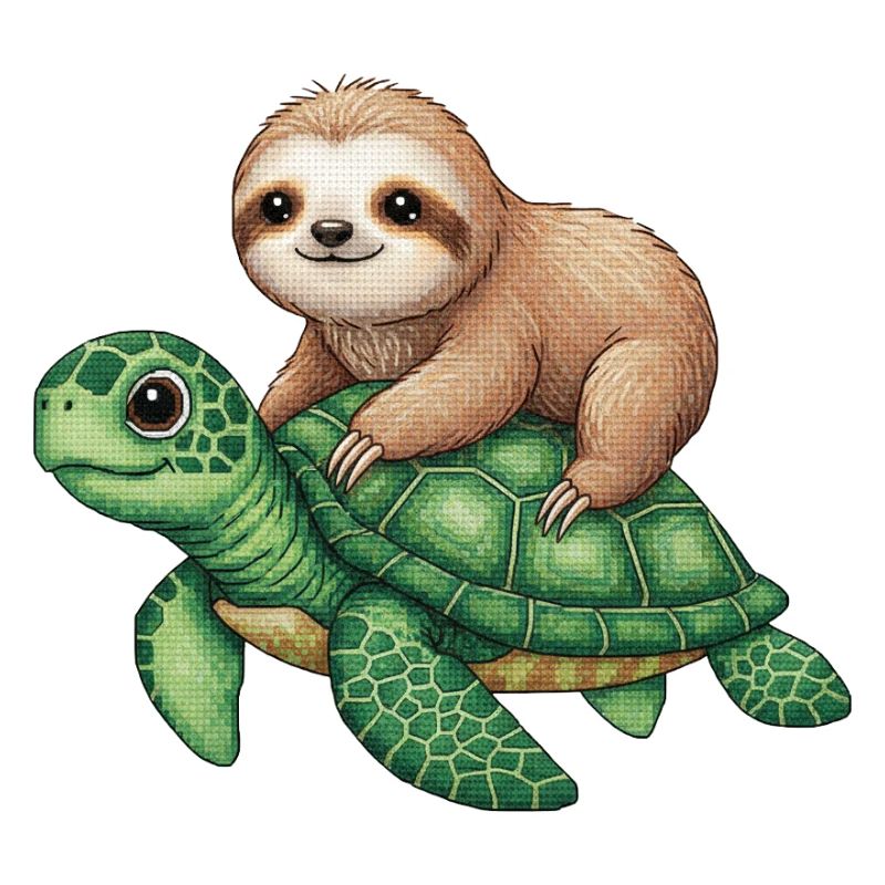 Faultier auf Schildkröte