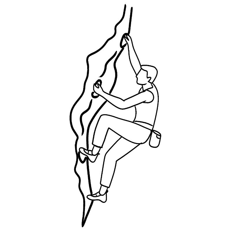 Man on climbing wall