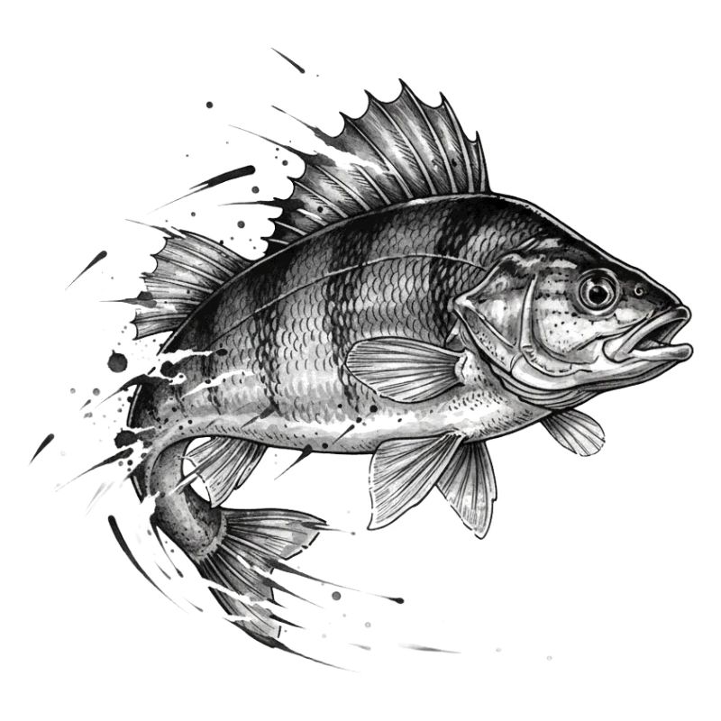 Perche Perch Ink Tattoo Vector de pêche