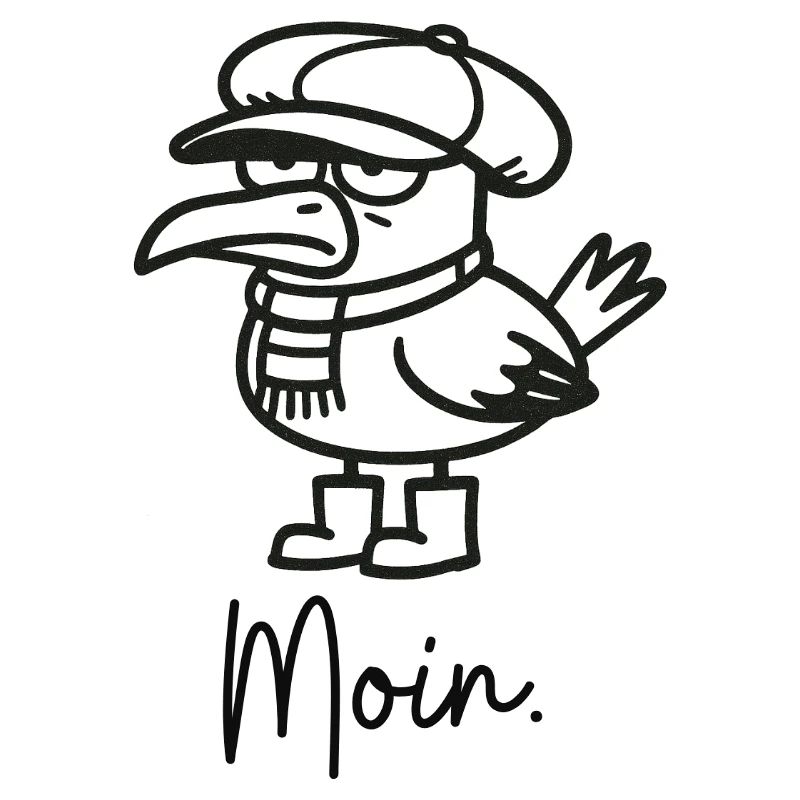 grumpy seagull with cap and moin