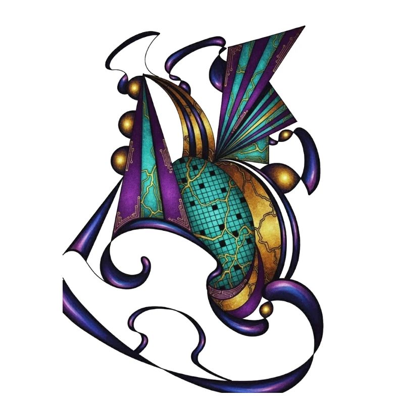 Türkis Purpur Ornamentik