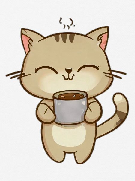 Kaffee trinkende Katze