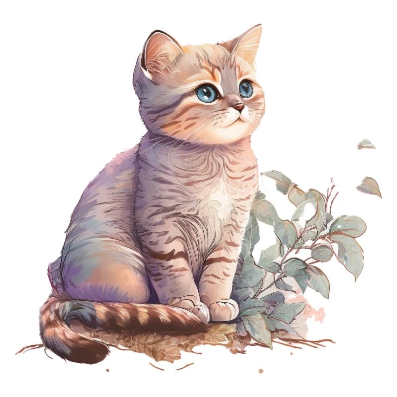 Katze Pflanzen Aquarell