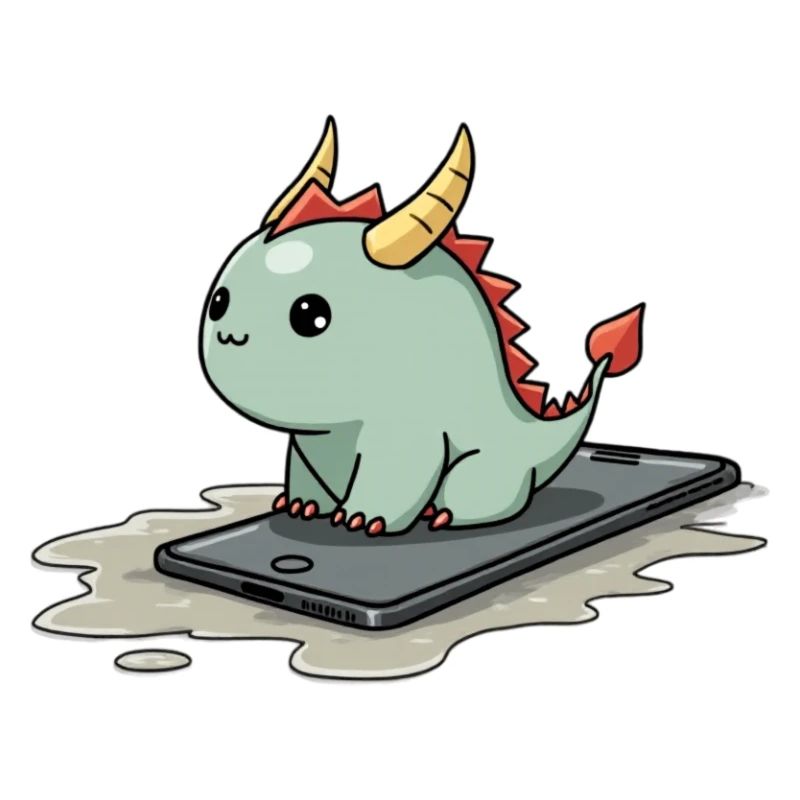 cute mythical creature on an iphone