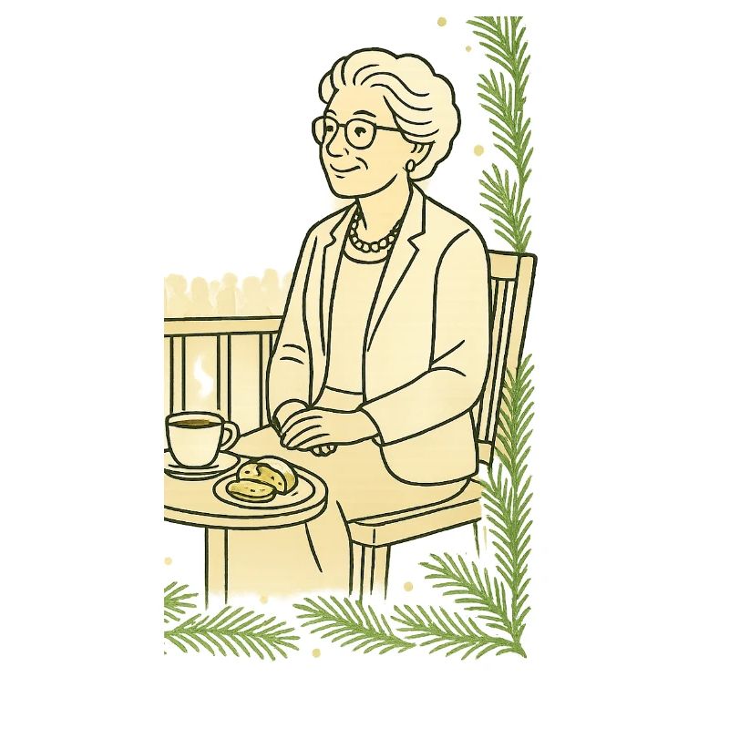 Großmutter Cafézeit am Tisch