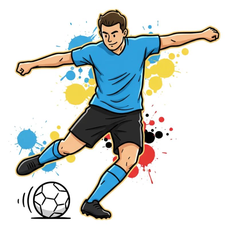 Kicker im Farbschwall Fußballspieler