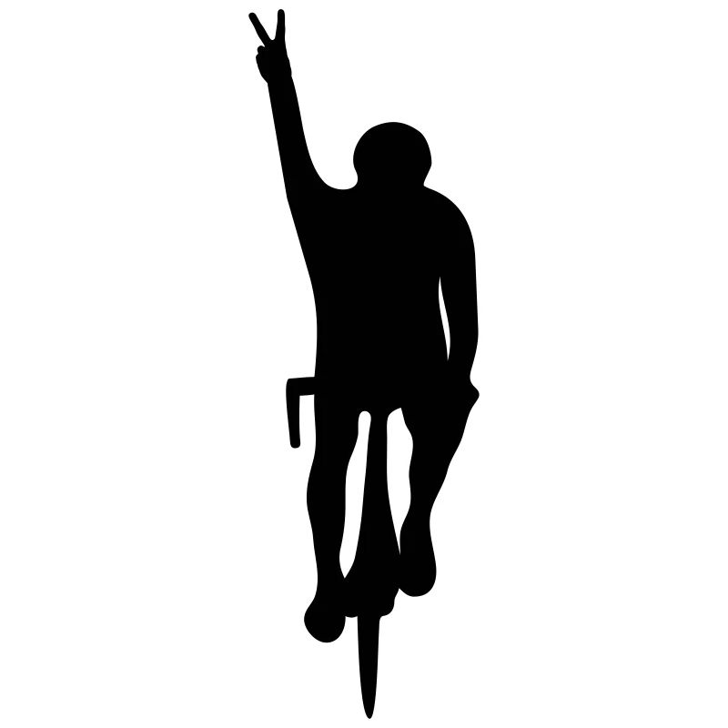 Rennradfahrer zeigt Peace