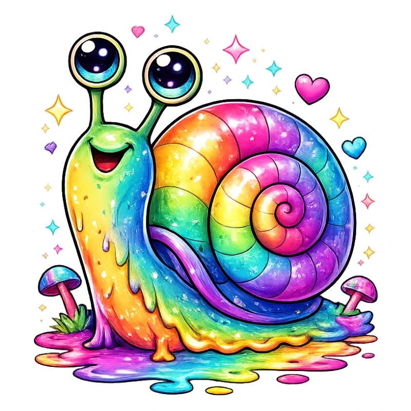 Regenbogen-Schnecke im magischen Glanz