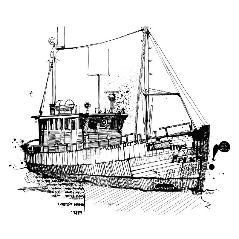 Fischkutter Zeichnung