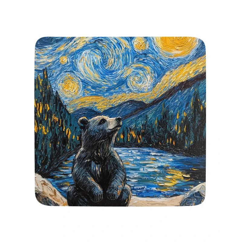 Bear Bears Van Gogh Style Starry Night
