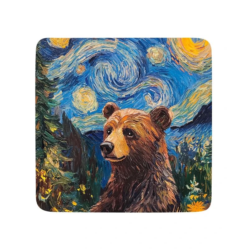 Bear Bears Van Gogh Style Starry Night