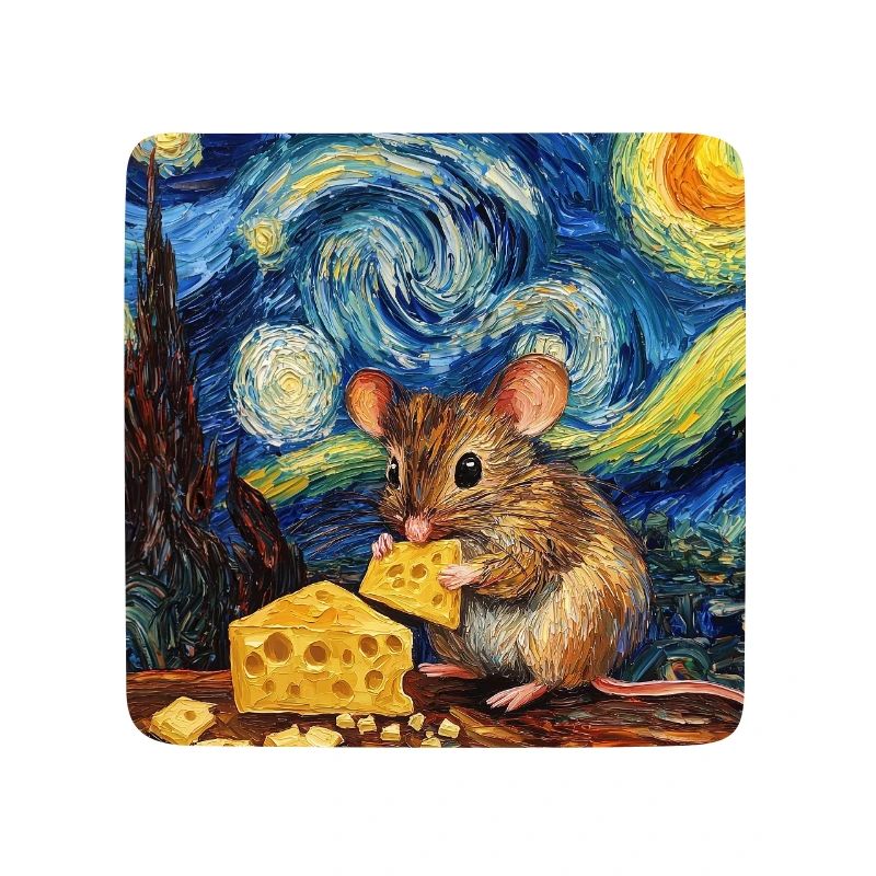 Mouse Eats Cheese Van Gogh Style Starry Night