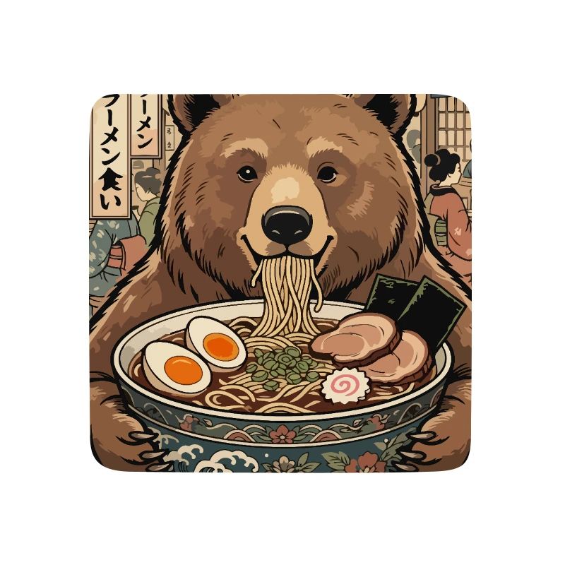 Bear Ramen Feast Ukiyo-e